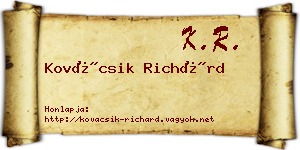 Kovácsik Richárd névjegykártya