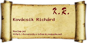 Kovácsik Richárd névjegykártya
