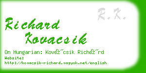 richard kovacsik business card